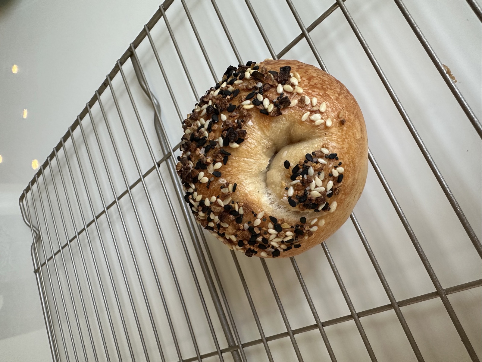 A very small, first attempt at a homemade bagel
