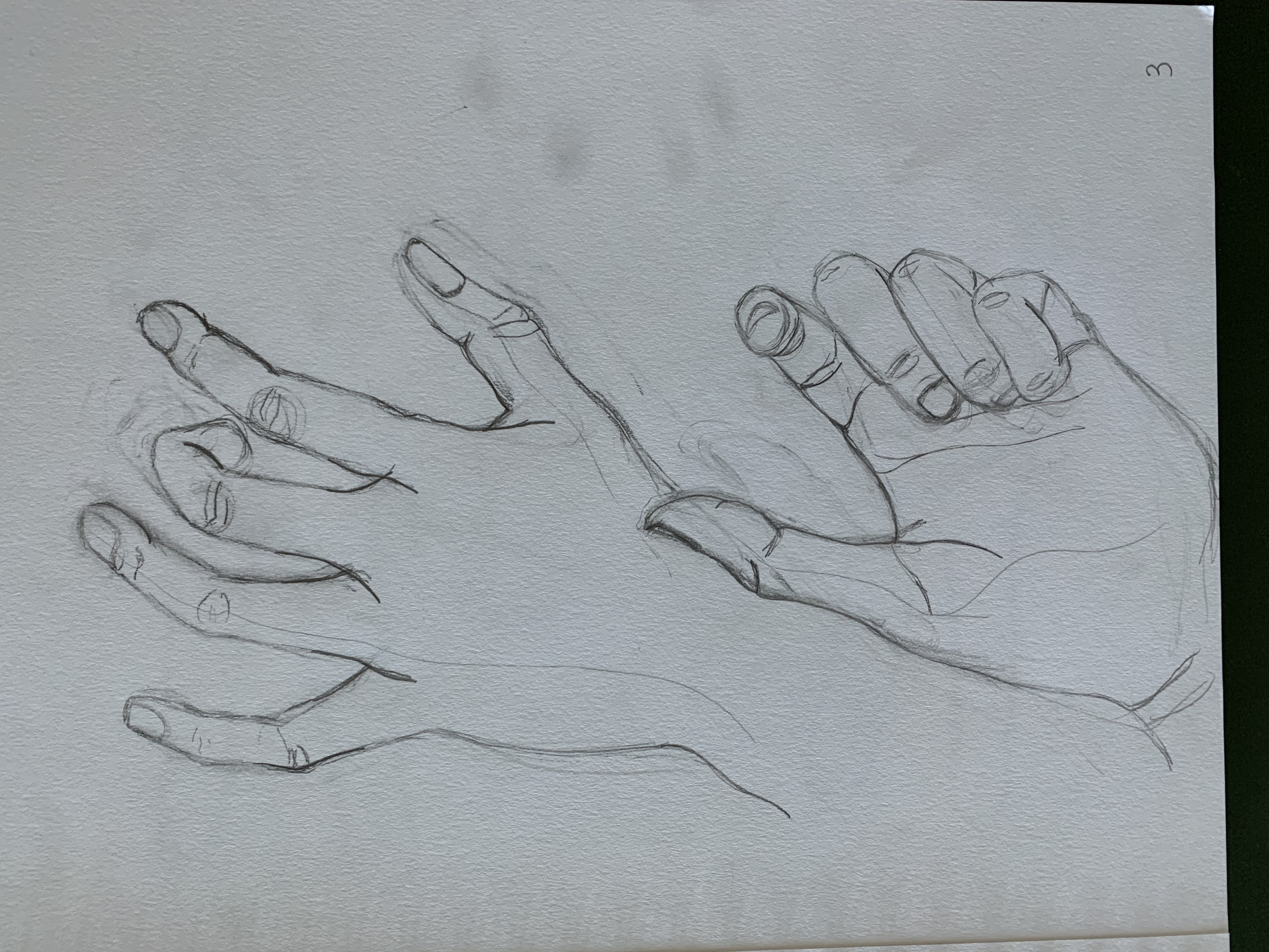 Pencil sketch studies of hands