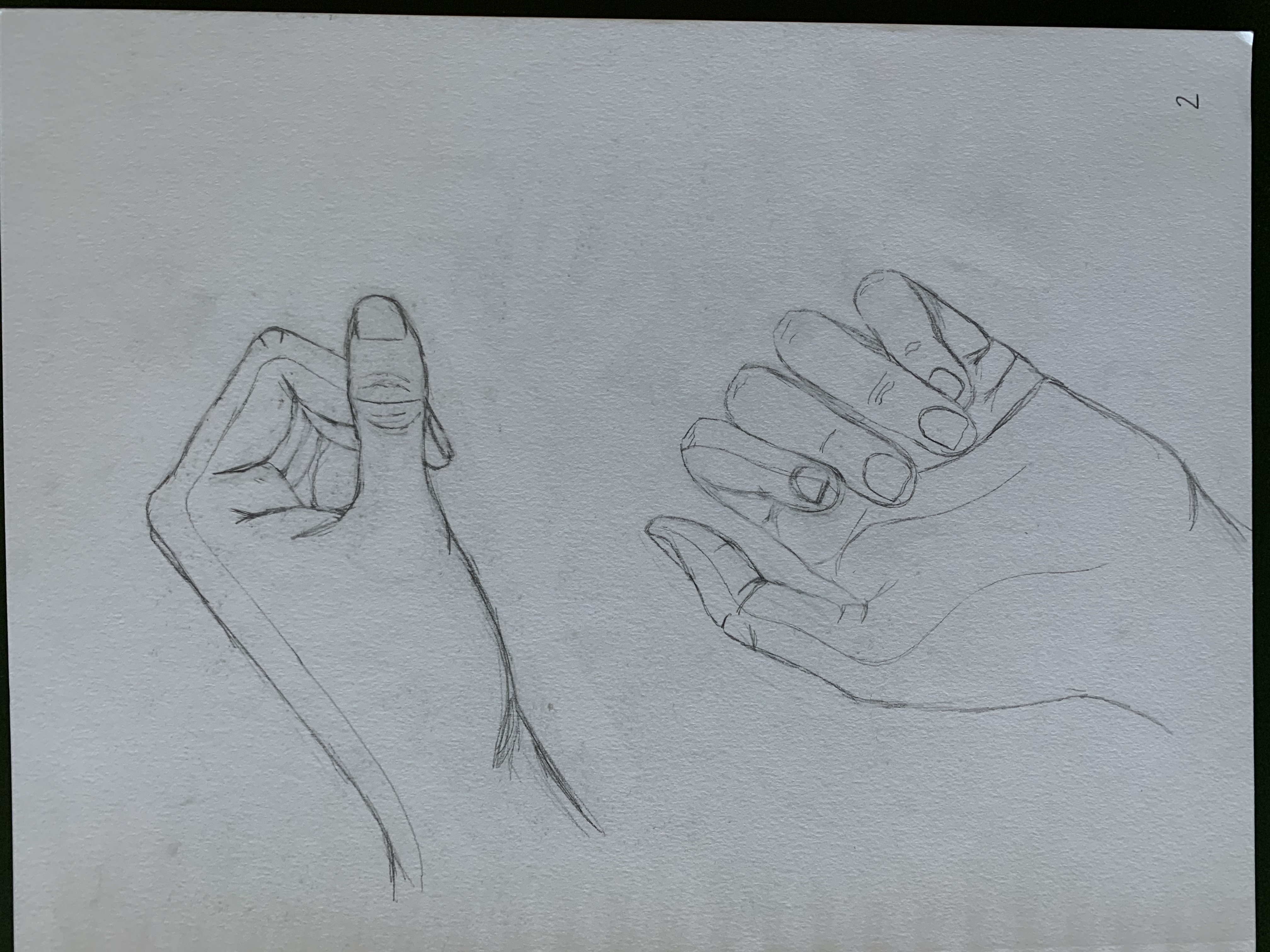 Pencil sketch studies of hands