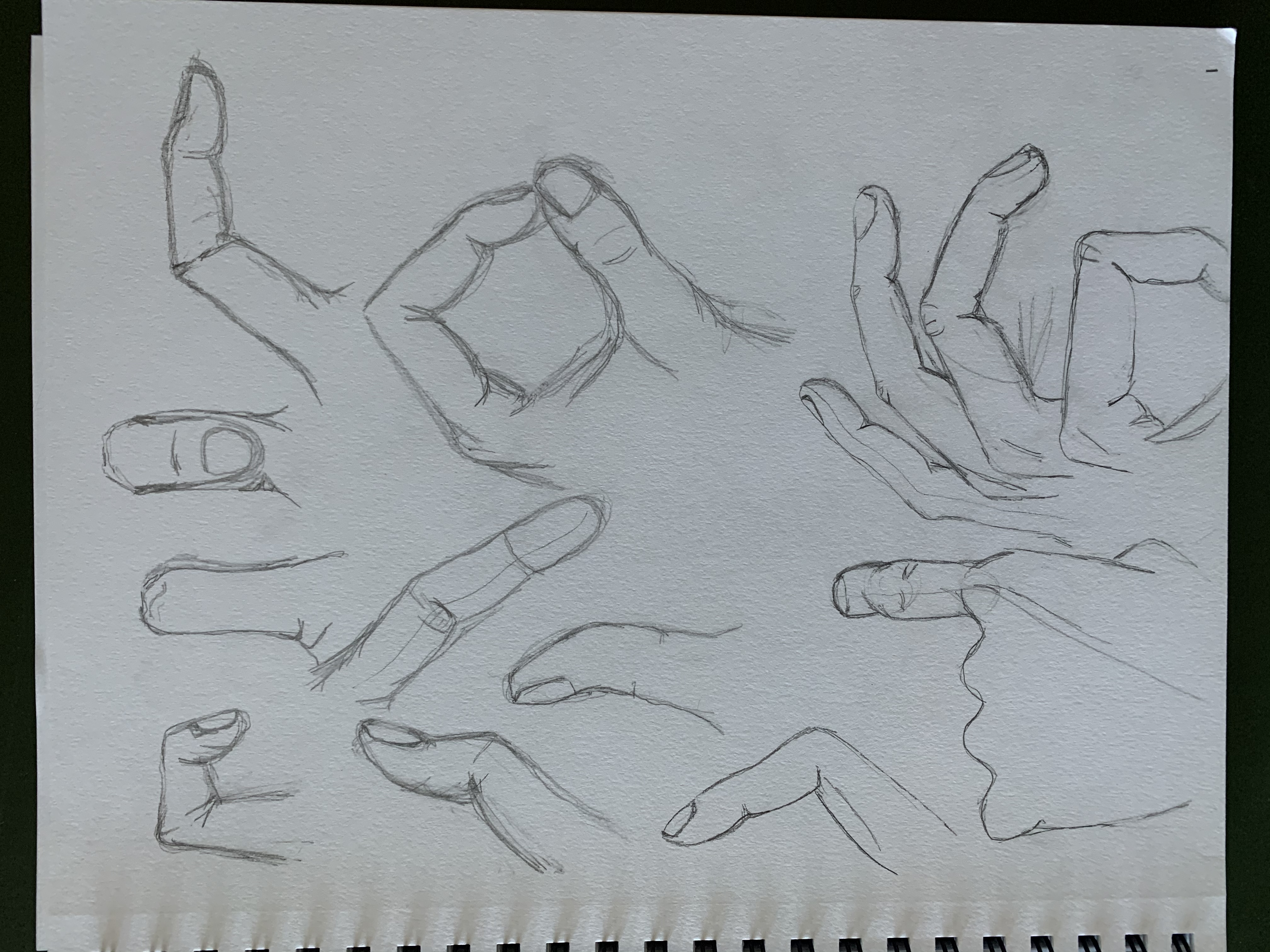 Pencil sketch studies of hands