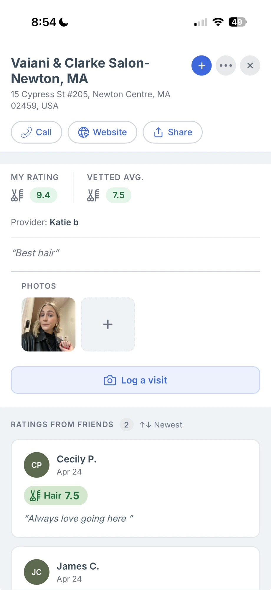Keeper salon detail screenshot