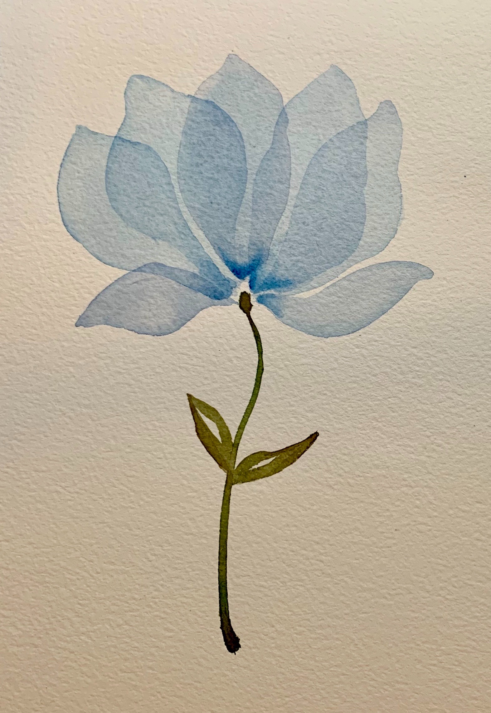 Watercolor painting of a blue flower, thank you card